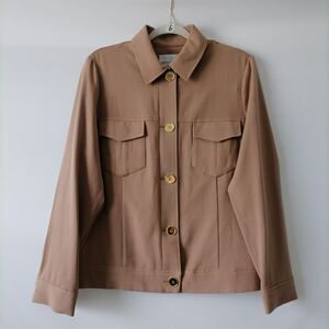 Draper's & Damon's Womens Brown Flap Pockets Button Up Shacket Jacket Size XL